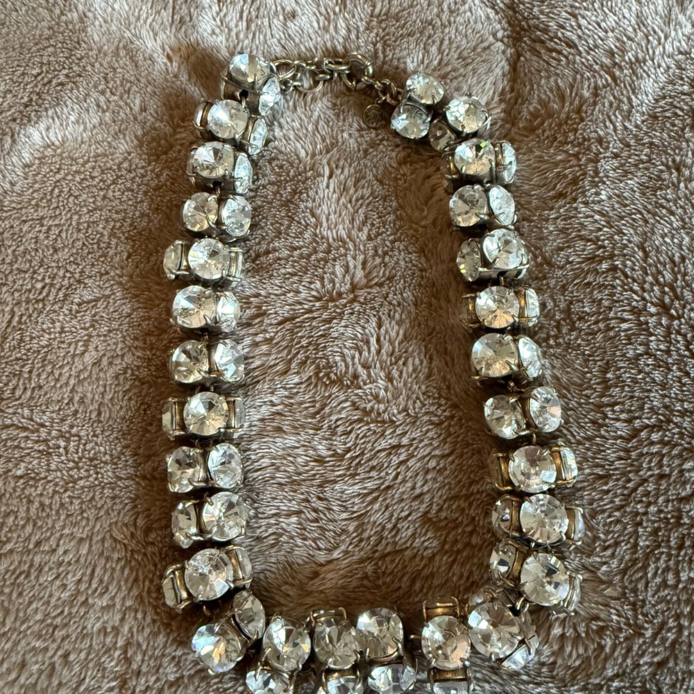 Jcrew Crystal Statement Necklace - Clear/Silver Sparkle